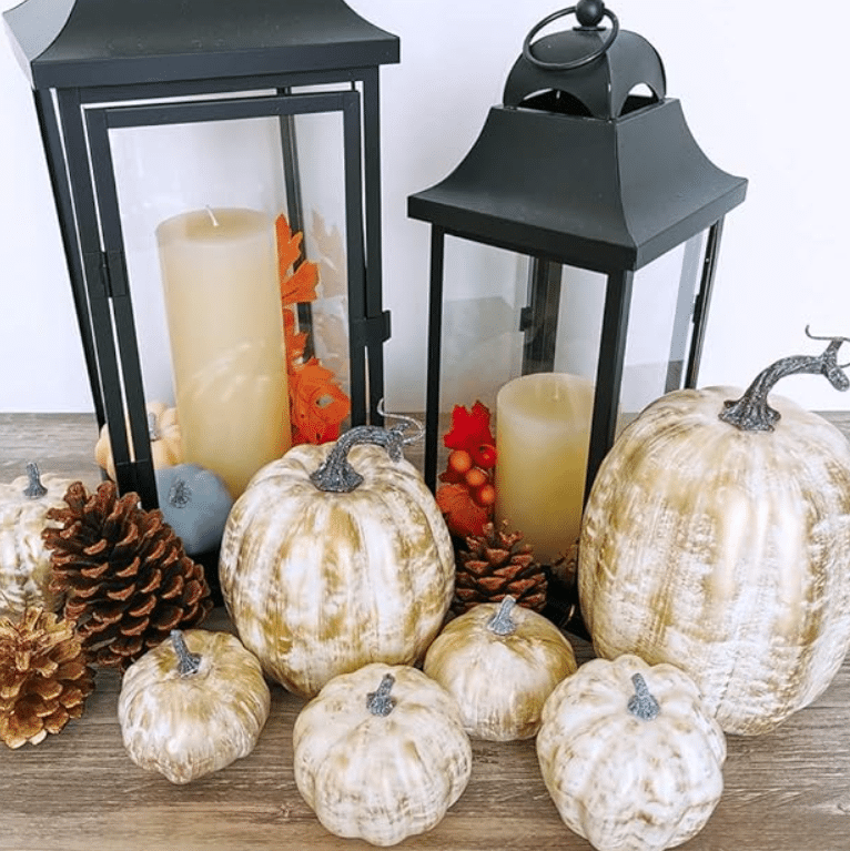 These assorted artificial pumpkins can be used as fall decor for any room! | The Dating Divas 